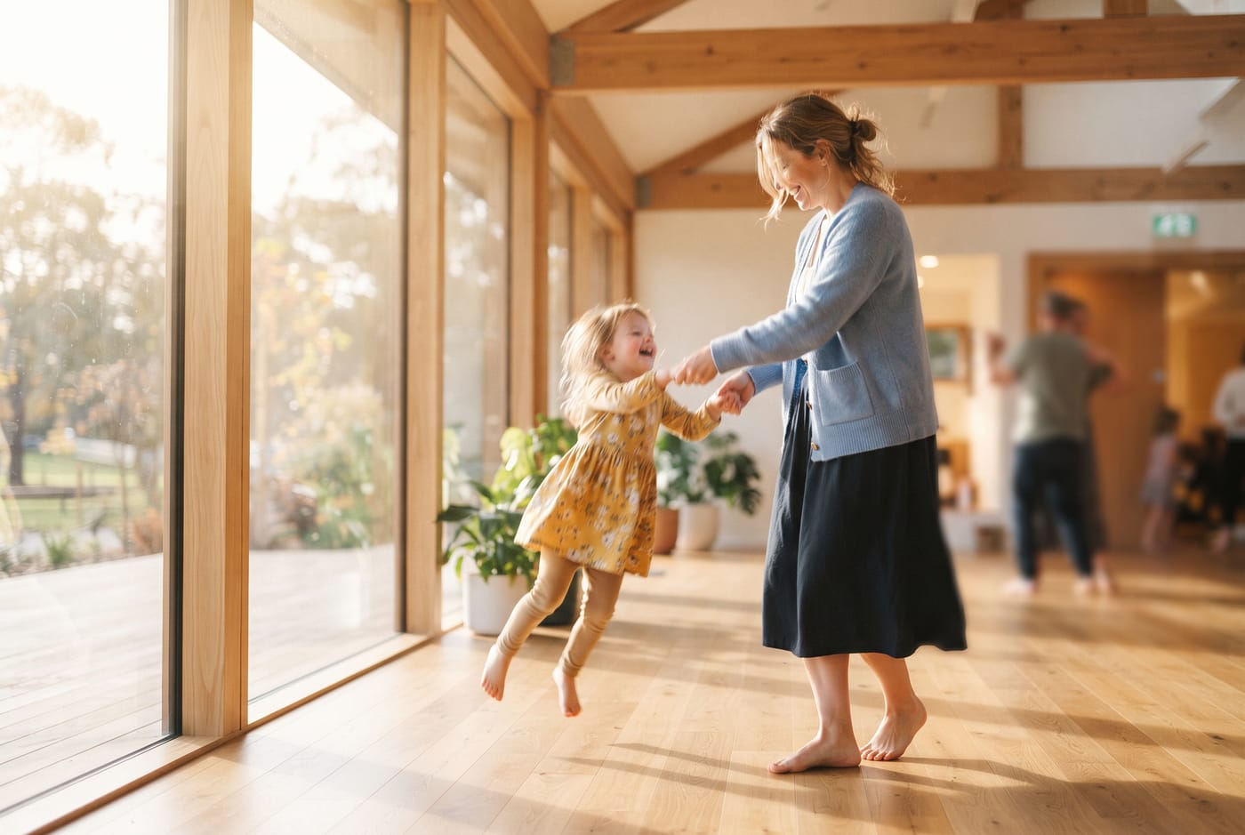 Illustration : la joie de la danse partagée entre une adulte et un enfant